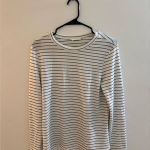 Bohme White and Black Striped Long Sleeve Tee